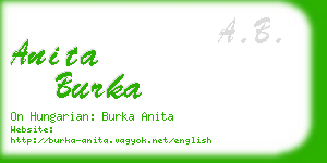 anita burka business card